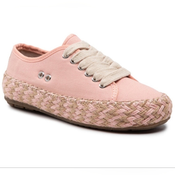 EMU Australia Size 9 Agonis Weave Lace Up Espadrille Sneaker Light Pink Casual - Picture 1 of 9